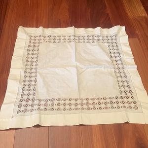 Square White Table Linen with Lace Inside Border